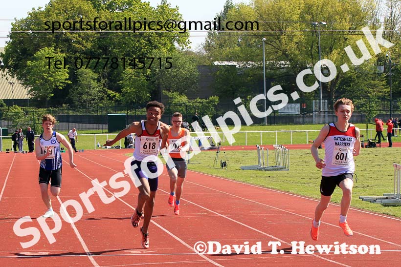 Mens Under-20s 100 metres, 2023 North Eastern Track and Field Champs., Middlesbrough Sports Village, Middlesbrough. Photo: David T. Hewitson/Sports for All Pics